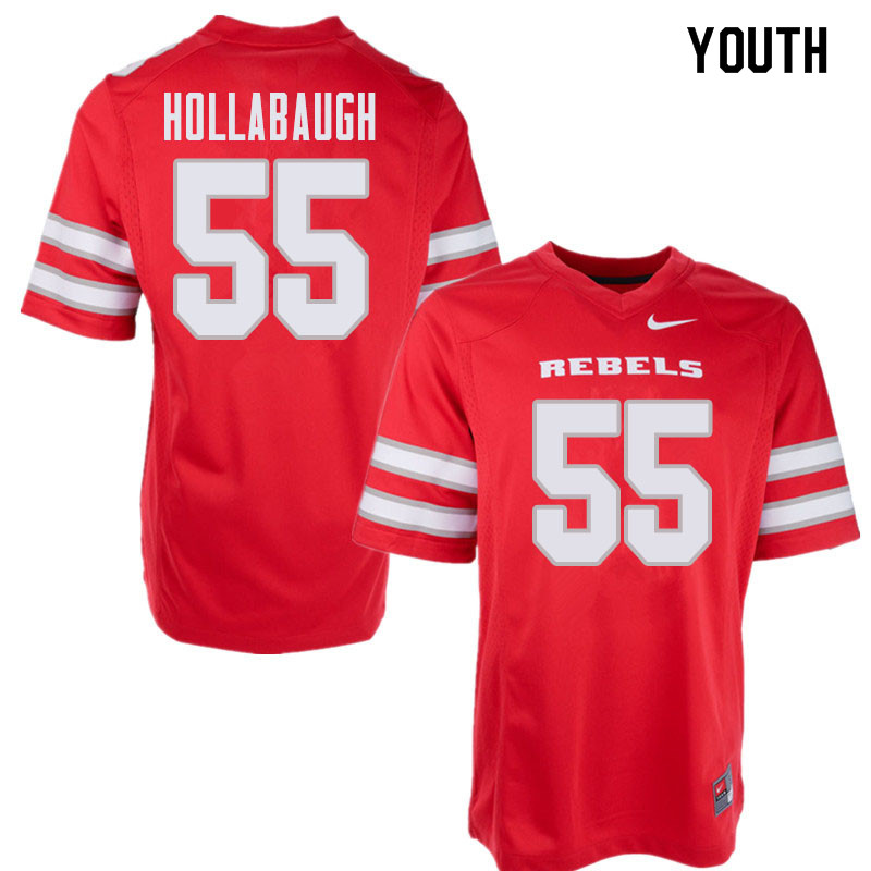 Youth UNLV Rebels #55 Kyle Hollabaugh College Football Jerseys Sale-Red - Click Image to Close